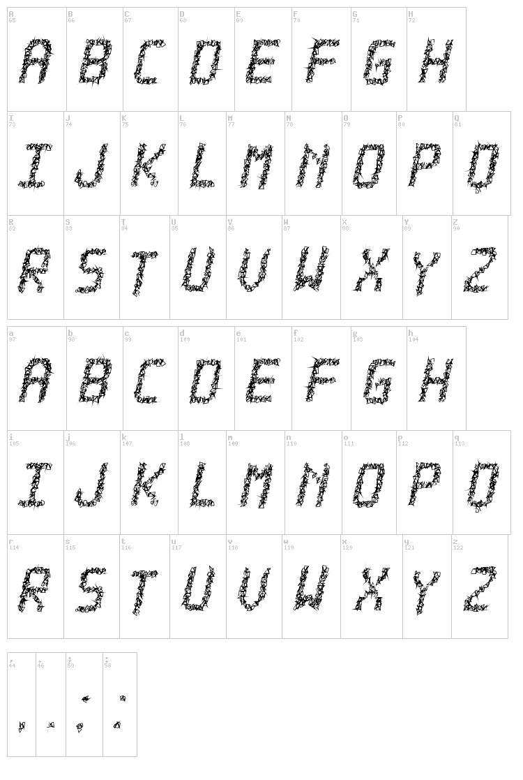 El Alambre TFB font map